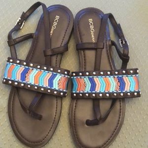BCBG Generation sandals size 7.5 bohemian style embroidered
